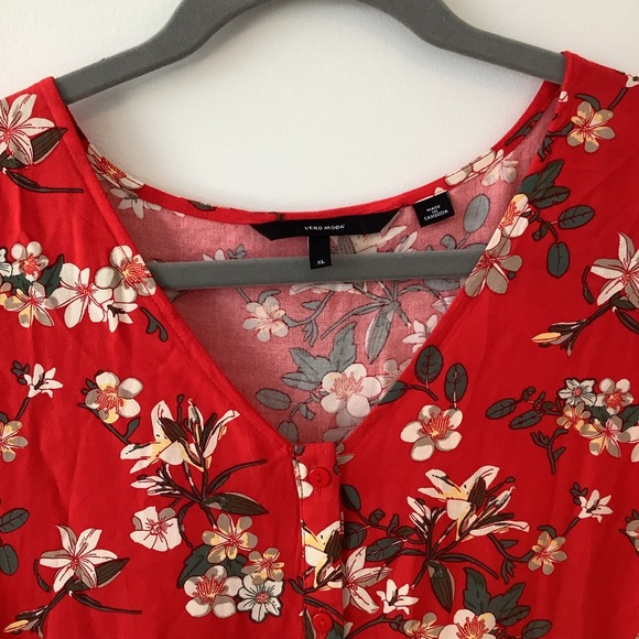 Vero Moda red floral print dress size XL - Picture 5 of 10